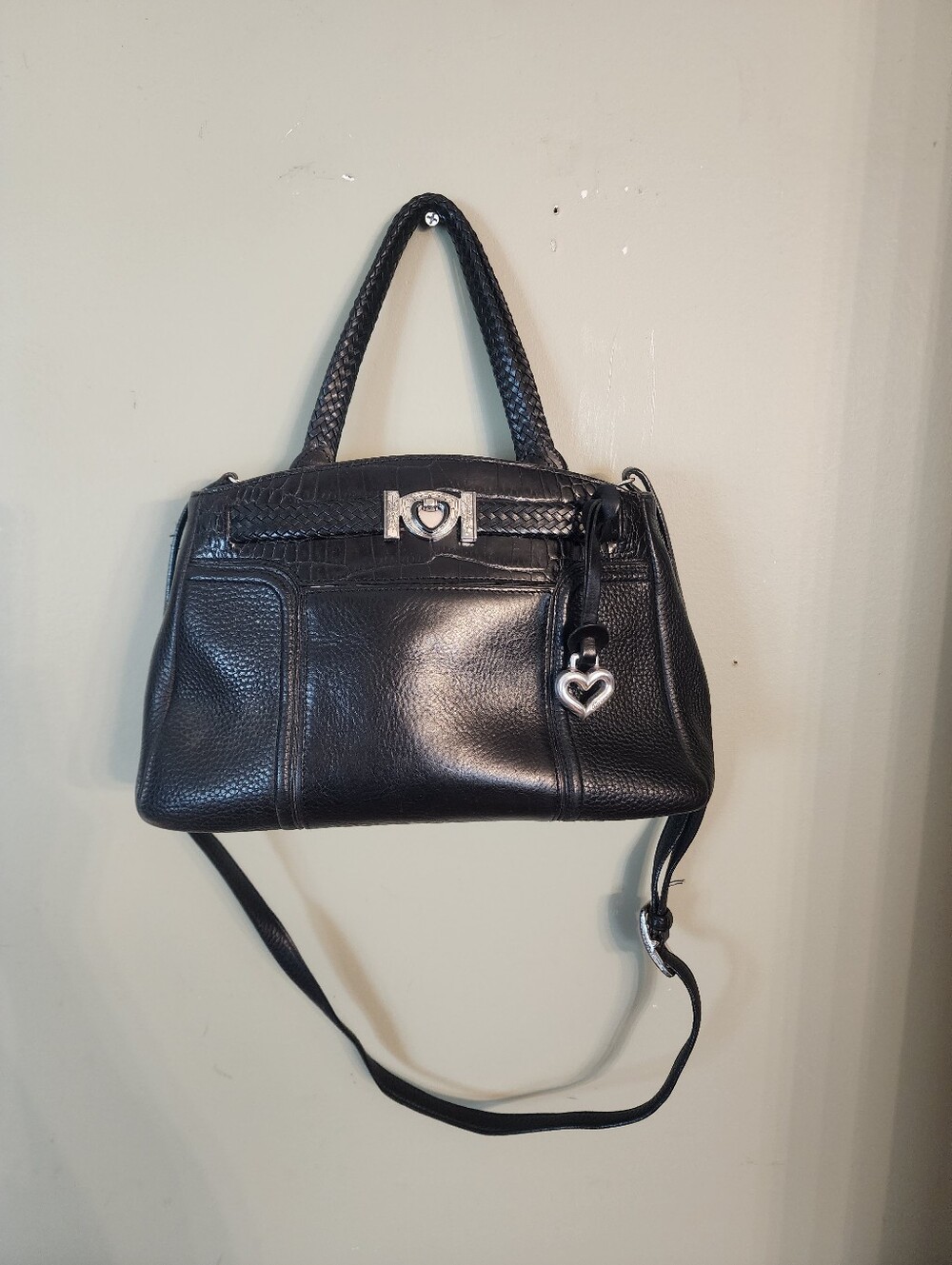 Brighton "Maggie Croco" Black Pebbled Leather Bag